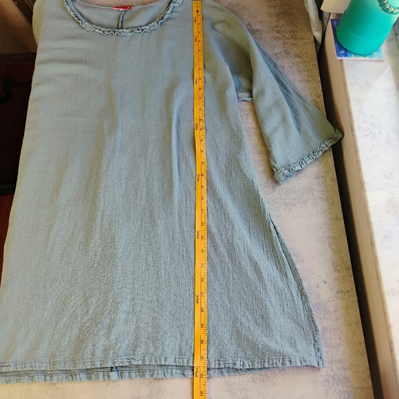 Oh My Gauze Cotton Top Womens Size 2 Large Sage Green Lagenlook Relaxed Casual - Picture 10 of 12